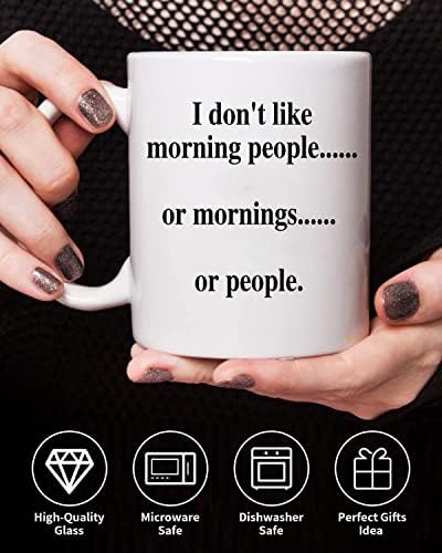 Sevmiyorum Sabah İnsanlar veya Sabahları veya İnsanlar Seramik Kahve Kupa-Komik Kahve Kupalar için Kadın ve Erkek-Mükemmel