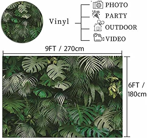 Vinil 9x6ft Yeşil Tropikal Palmiye Yaprakları Resim Fotoğraf Backdrop Jungle Safari Bitkiler Fotoğraf Arka Plan Hawaii