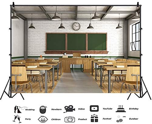 Baocıcco 5x3ft Okula Dönüş Tema Zemin Sınıf İç Dekorasyon Zemin Yazı Tahtası Saat Fotoğraf Arka Plan Duvar Kağıdı