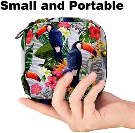 Temizlik peçeteleri saklama çantası tropikal çiçekler Toucan Kuşlar kadın Dönemi temizlik torbası Tampon saklama