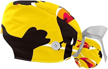 2 Paket Ayarlanabilir Çalışma Kapaklar Kuş Toucan Tel Kabarık Şapka Düğmeleri ile esnek bant Kravat Geri Fırçalama