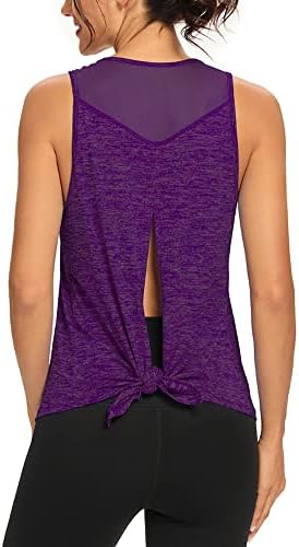 Quccefods Egzersiz Üstleri Kadınlar için Aç Geri Atletik Yoga Gömlek Kravat Geri Tankları Spor egzersiz kıyafetleri