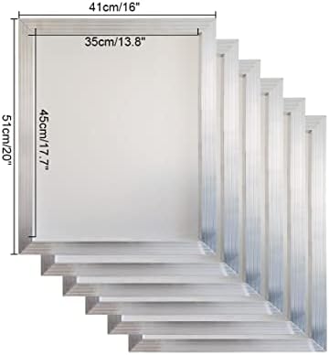 YLZ Alüminyum Serigrafi Baskı Ekranları 16x20 İnç Çerçeve-110 Beyaz Örgü (6 ADET)