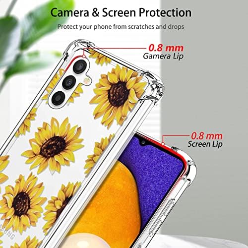 Sarı Ayçiçeği Samsung kılıfı Galaxy A13 5G Çiçek Çiçek Desenli Kadın Kızlar için Şeffaf İnce Yumuşak Sınır Sert Panel