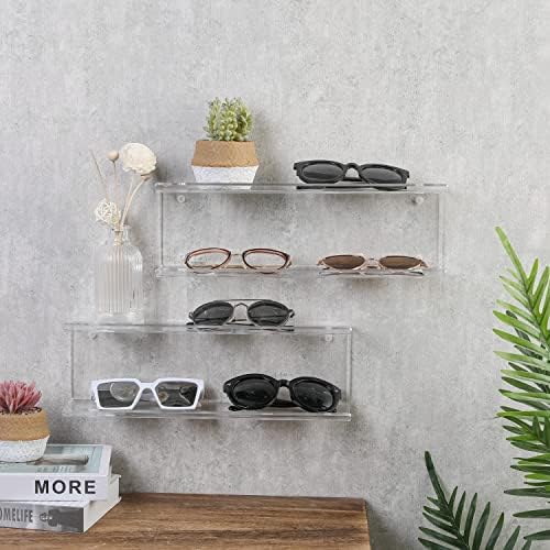 MyGift Premium Şeffaf Akrilik Güneş Gözlüğü vitrin rafı Gözlük Tutucu Açılı Kenarlı, Ev ve Perakende Asılı Gözlük