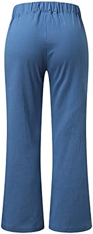 Meymia Yaz kadın Pamuk Keten Pantolon Rahat Düz Renk Gevşek Fit Geniş Bacak Düşük İpli Bel Uzun Pantolon Trendy Şık