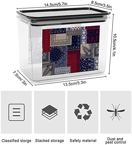 Bandana Patchwork Desen Saklama Kapları şeffaf plastik kapaklı kutu Yeniden Kullanılabilir Kutuları Mutfak Tahıl