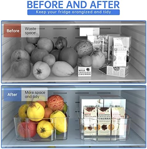 Buzdolabı Organizasyonu için Kiler Saklama Kutuları Şeffaf 2 Paket,2 Orta Boy Buzdolabı Saklama Kutusu, Mutfak için