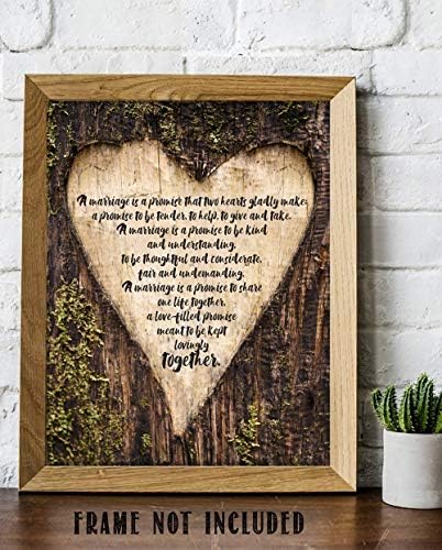 TJ Orijinalleri Bir Evlilik Bir Sözdür İlham Verici Aşk Alıntı Duvar Sanatı-Çerçevesiz 11 x 14 Ağaç Kalp Fotoğraf
