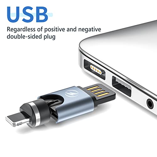 3'ü 1 Arada Manyetik USB Şarj Cihazı, Manyetik USB C Şarj Cihazı, Çok Uçlu Çift Taraflı Fiş USB, Hızlı Şarj Desteği,