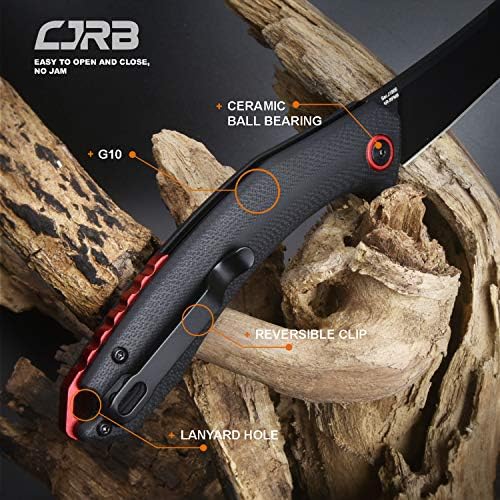 CJRB Taktik Bıçak, Küçük Katlanır Cep Bıçak AR-RPM9 Çelik Bıçak ve G10 Kolu Erkekler için Açık, Hayatta Kalma, Avcılık,