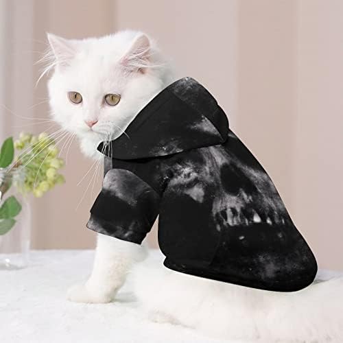 Cadılar Bayramı Korkunç Grunge Kafatası Kedi Tek Parça Gömlek Moda Köpek Kostüm kapaklı evcil hayvan aksesuarları
