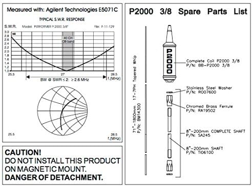 Sirio Anten Performer 2000 3/8 10M ve CB Mobil Kamyon Şoförü Anteni 3/8 24 Montaj için