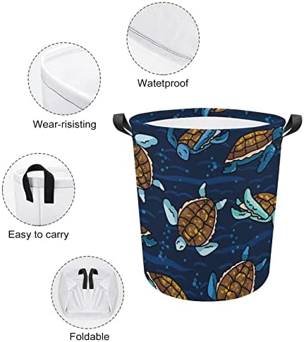 Deniz Kaplumbağası Yüzme Mavi Su Büyük çamaşır sepeti katlanır çamaşır sepeti Dayanıklı Depolama Sepeti Oyuncak Organizatör