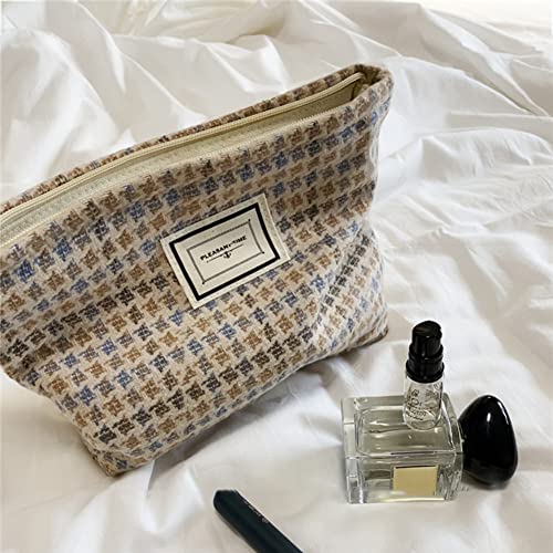 Sevimli Damalı kozmetik çantası Tuval Küçük Makyaj Çantası makyaj çantası Kadınlar için Çanta Estetik Tiki Makyaj