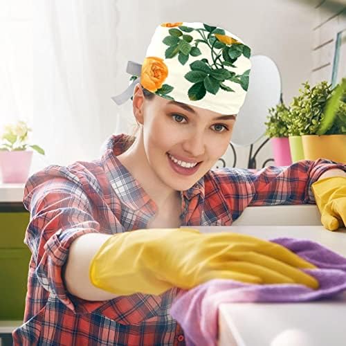 Çalışma Kapağı Düğmeleri ile Hemşire Kabarık Şapka Renkli Suluboya Wisteria Çiçekler Fırçalama Kap Kadınlar için