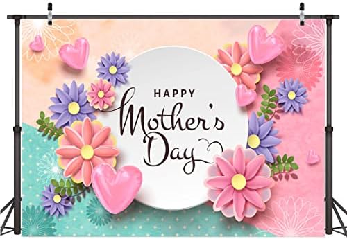 AIIKES 7X5FT anneler Günü Arka Planında Pembe Aşk Çiçek Fotoğraf Backdrop Mutlu anneler Günü Arka Plan Mor ve Pembe