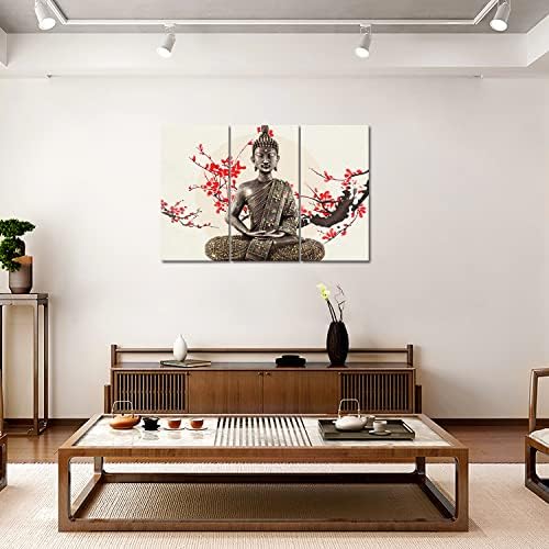 Yeawın Buda Duvar Sanatı Resim Tuval Üzerine Baskı 3 Panel Modern Sanat Ev Oturma Yemek Odası Mutfak için Tuval (Sarılmış