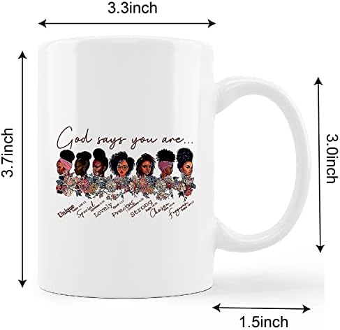 kunlisa Hıristiyan Kupa Bardak, Tanrı Diyor Sen Motivasyon Tırnaklar Afrika Amerikan Ayçiçeği Seramik Kupa-11oz Kahve
