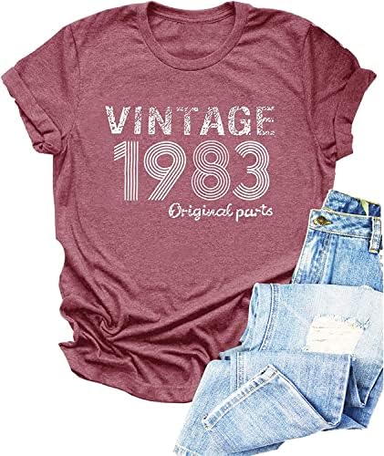 Vintage 1983 T Shirt Kadınlar için 40th Doğum Günü Gömlek Kadın Hediye Fikri Gömlek Doğum Günü Partisi Retro Tee
